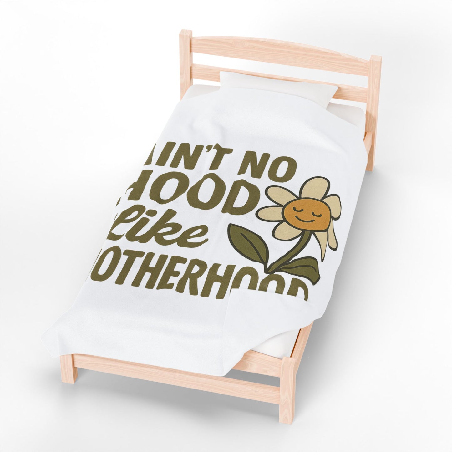 Plush Blanket with 'Ain't No Hood Like Motherhood' Design Mother's Day Throw Blanket Decor Gift for Mom