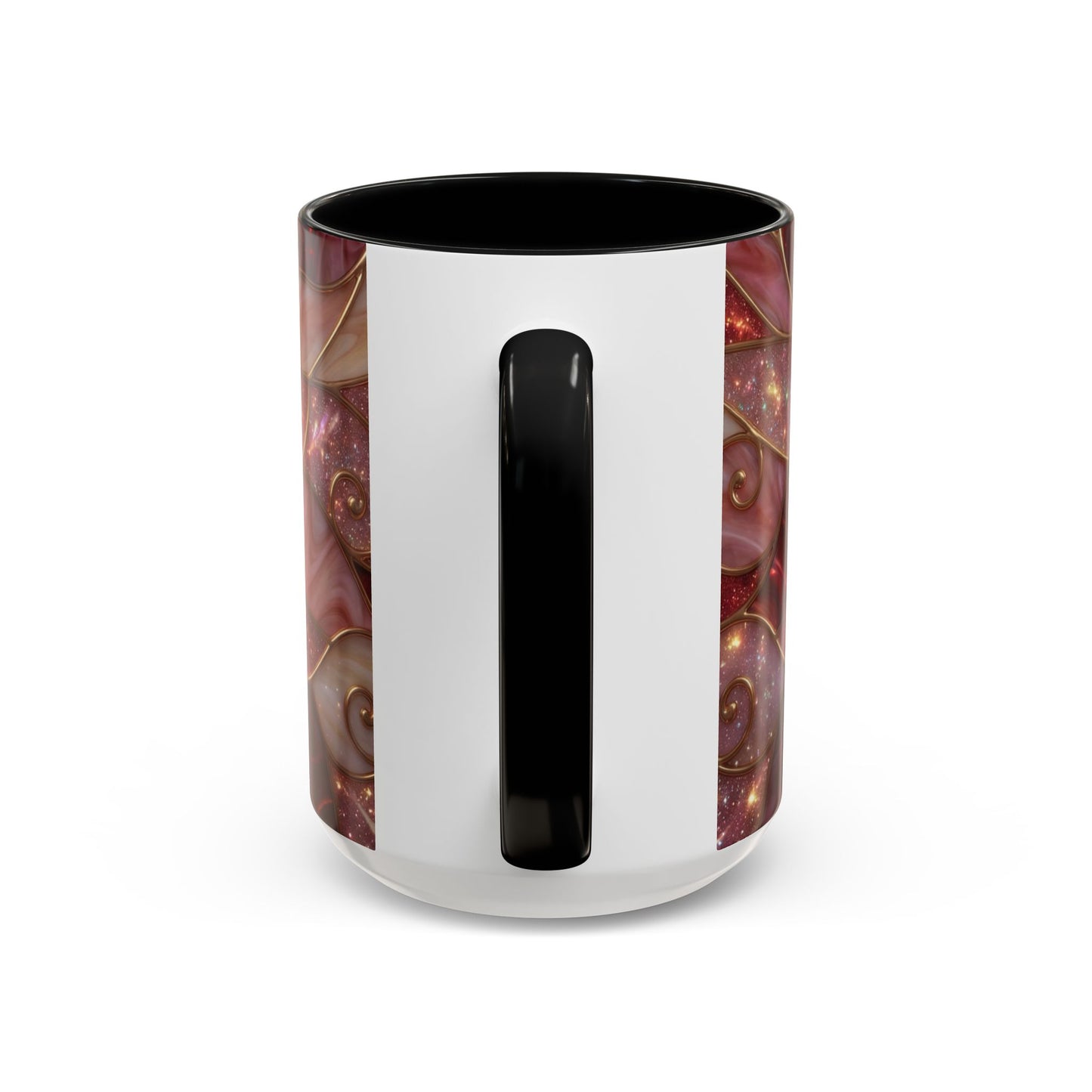 Stained Glass Heart Mug, Valentine Coffee Mug, Romantic Love Cup, Pink Red Ceramic Mug, Gift For Her, Anniversary Gift