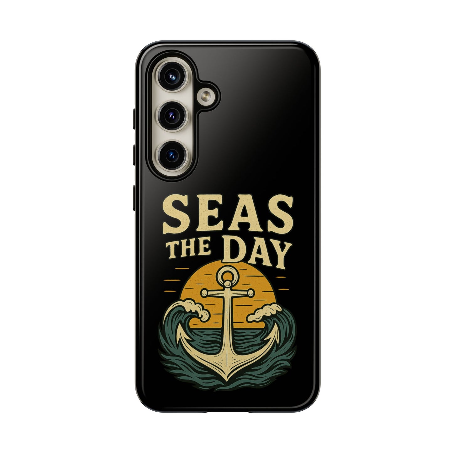Seas the Day Samsung Case – Nautical Phone Case – Anchor Pun Gift – Ocean Lover Accessory – Motivational Phone Cover – Beach Vibes Case