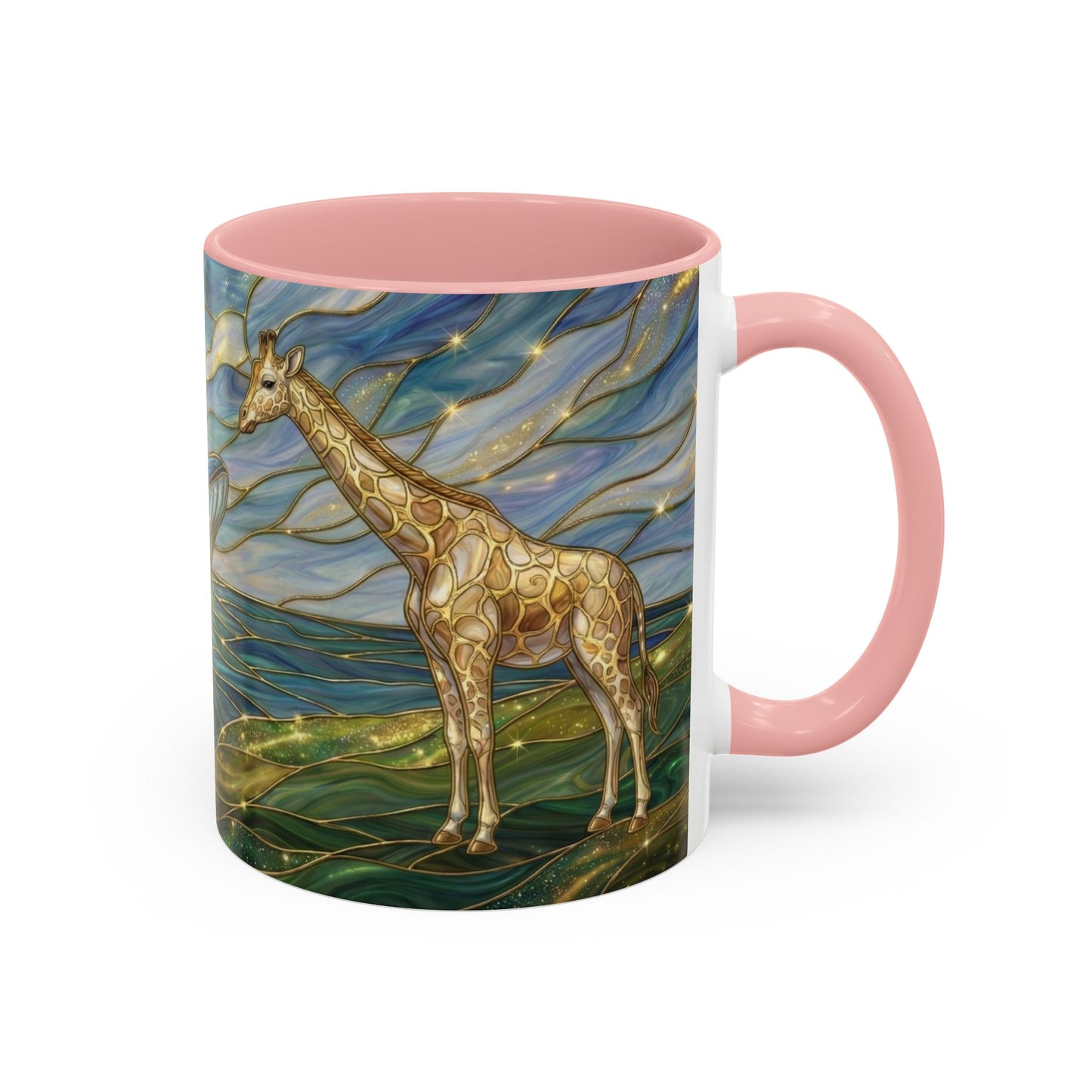 Whimsical Whale & Giraffe Accent Coffee Mug — Artistic Ocean-Sky Illustration (11/15oz)