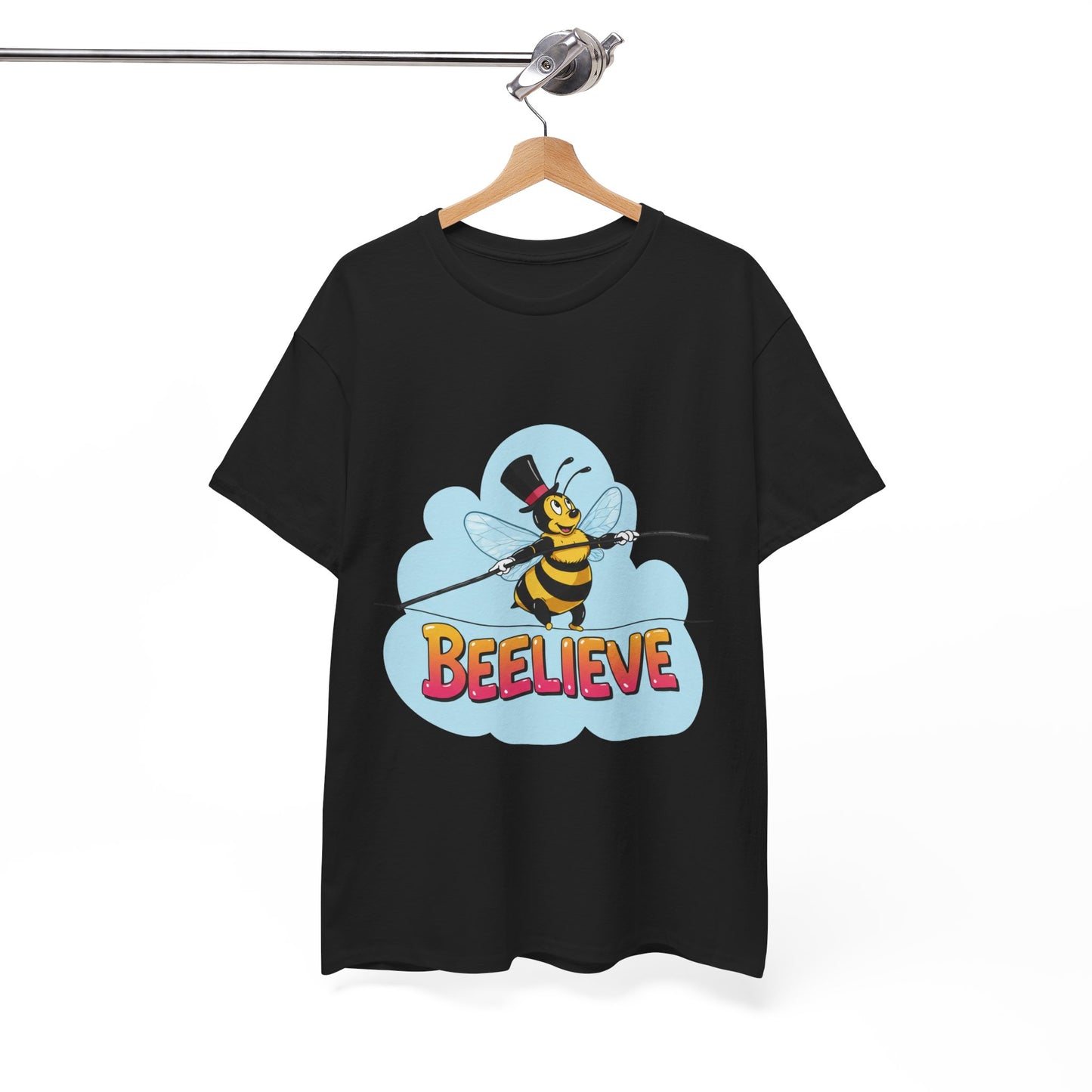 “Beelieve” Bee Pun T‑Shirt | Cute Bee Graphic Tee | Inspirational Pun Shirt | Funny Nature Lover Gift | Bee Belief Positive Vibes Tee