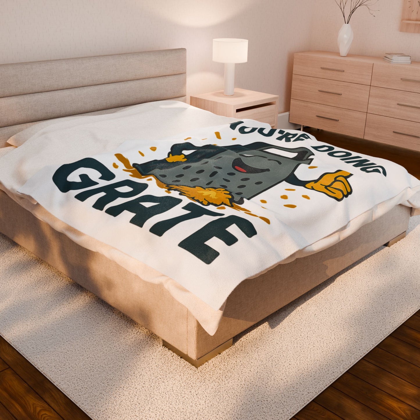 Funny "You're Doing Grate" Blanket – Cute Pun Fleece Throw for Cozy Comfort | Gift for Foodies, Friends & Cheese Lovers