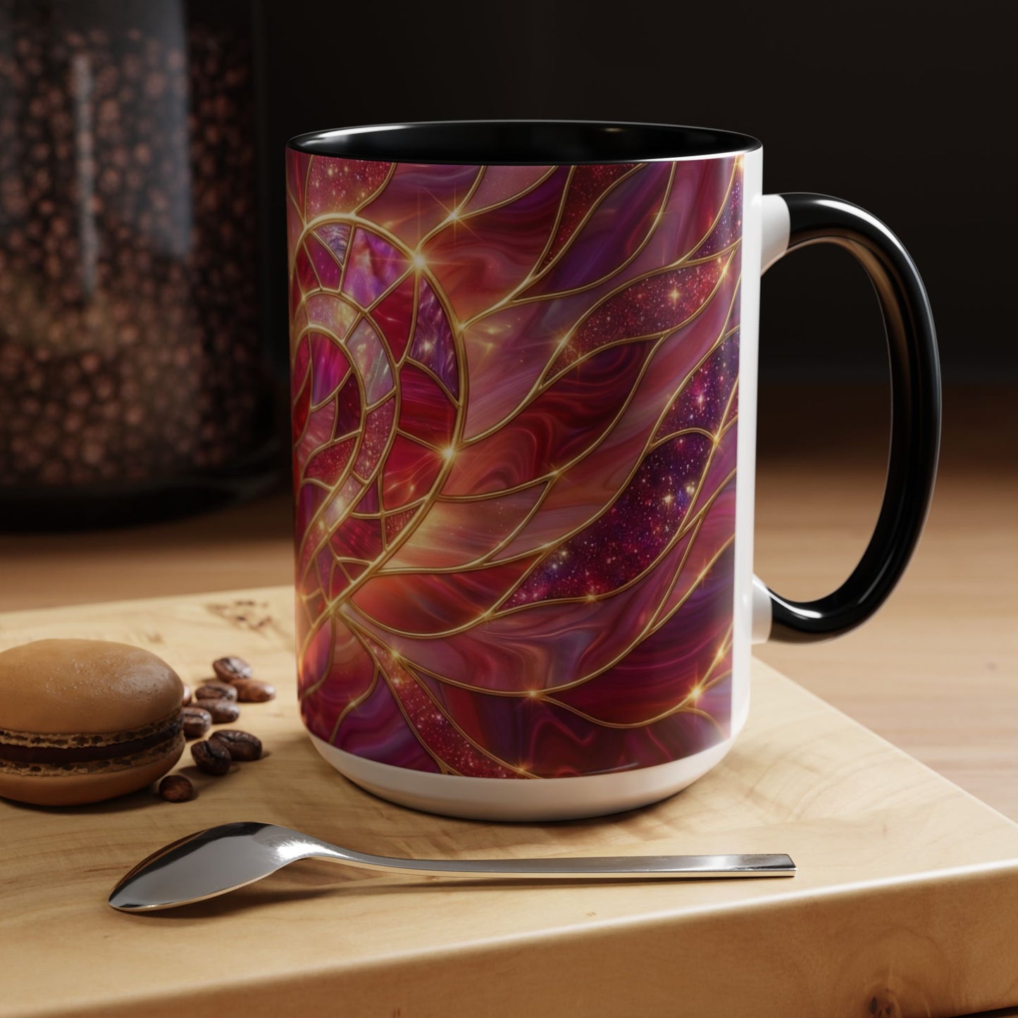Stained Glass Heart Mug, Valentine Coffee Mug, Romantic Love Mug, Pink Red Ceramic Cup, Gift For Her, Anniversary Gift Mug