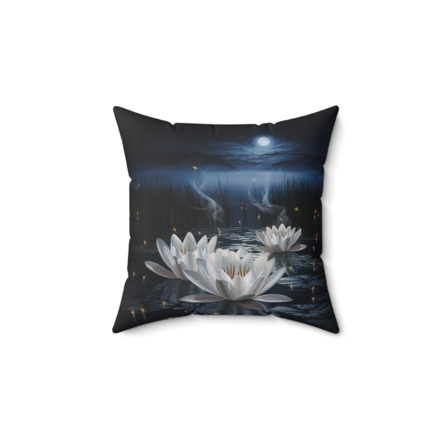 Moonlit Water Lily Pillow