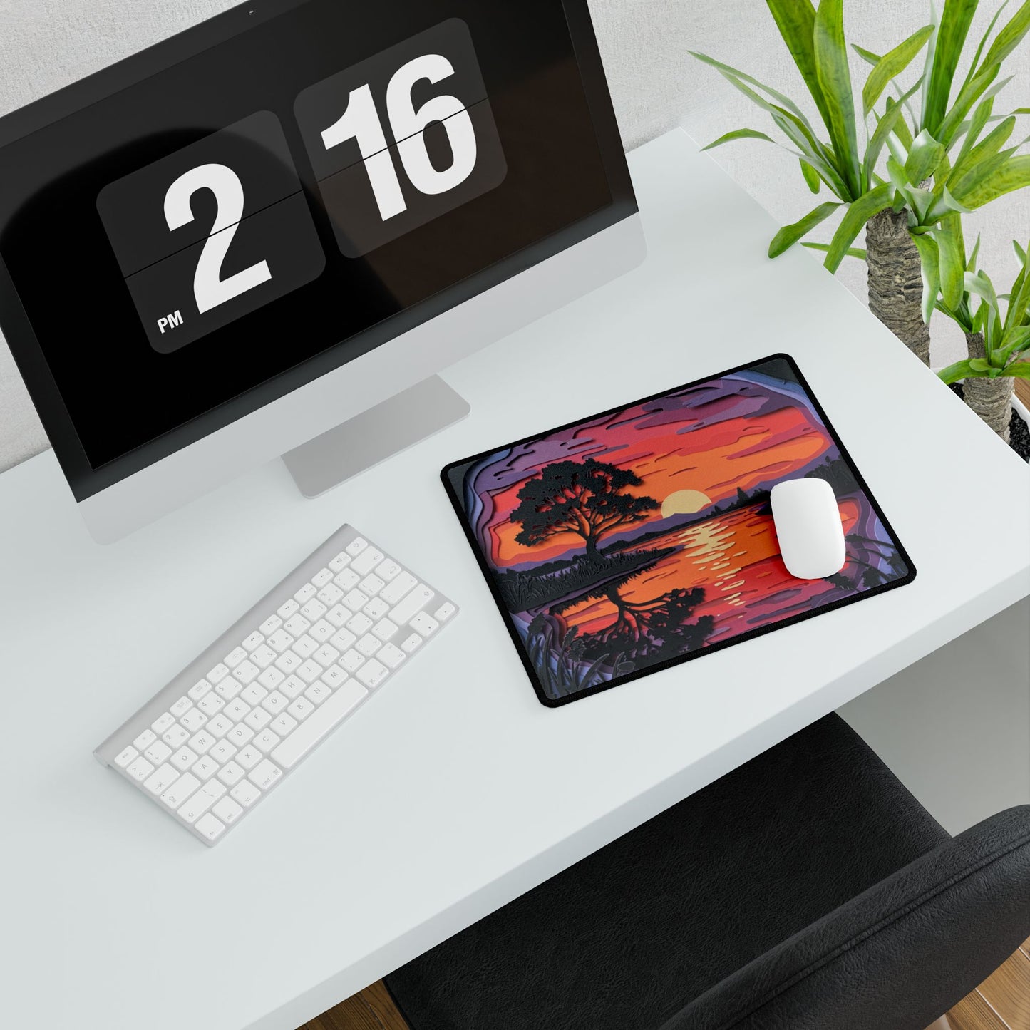 Mouse Pad Desk Mat - Artistic Paper Sunset Design