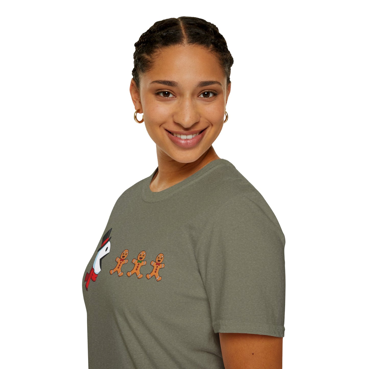 Snowman Pacman Christmas Shirt, Funny Gingerbread Men Tee, Cute Holiday Snowman T-Shirt, Christmas Humor Graphic Tee, Winter Holiday Shirt
