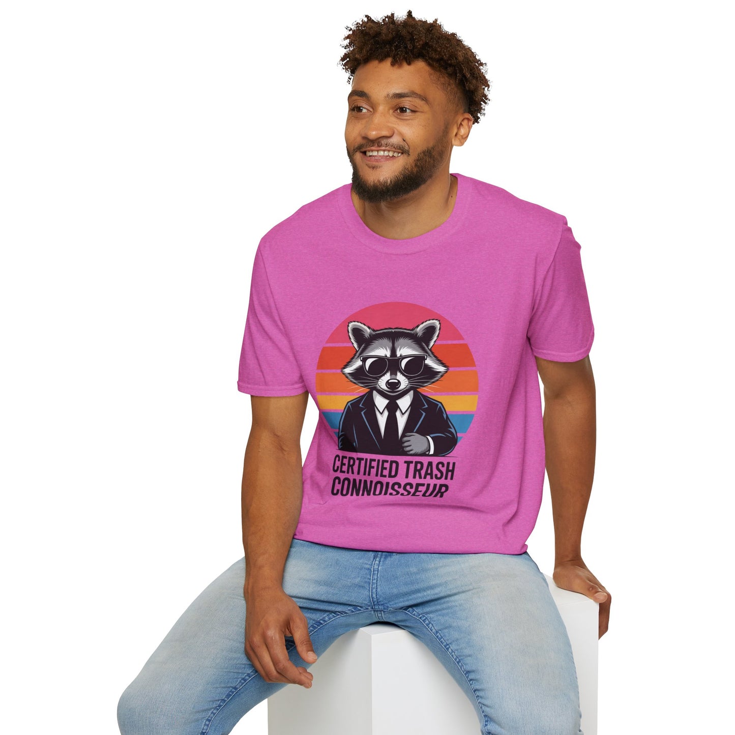 Certified Trash Connoisseur Raccoon Shirt - Funny Trash Panda Graphic Tee - Retro Sunset Vintage Vibe - Unique Gift for Raccoon Lover
