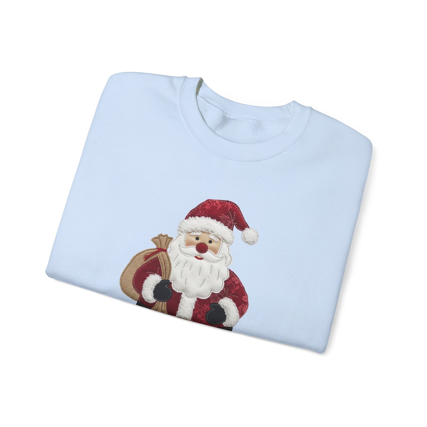 Faux patchwork Santa sweatshirt, Christmas Santa crewneck, cozy holiday sweater, vintage Santa pullover, festive winter sweatshirt, Xmas gift