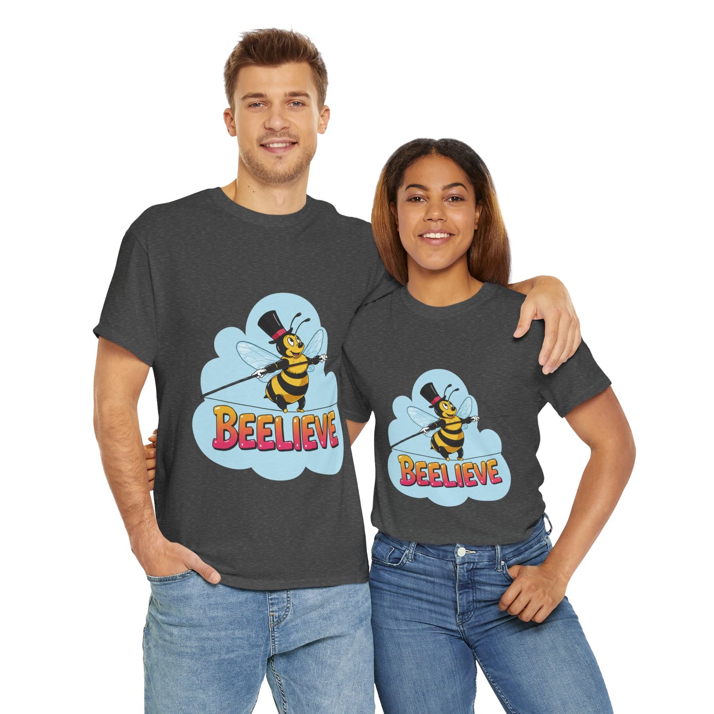“Beelieve” Bee Pun T‑Shirt | Cute Bee Graphic Tee | Inspirational Pun Shirt | Funny Nature Lover Gift | Bee Belief Positive Vibes Tee