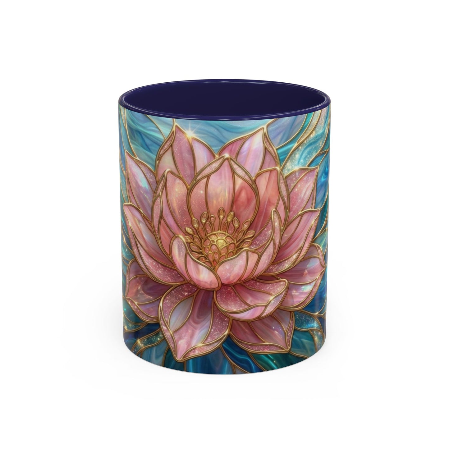 Pink Lotus Flower Mug, Stained Glass Style Coffee Cup, Spiritual Zen Gift For Women, Yoga Lover Tea Mug, Meditation Boho Floral Drinkware