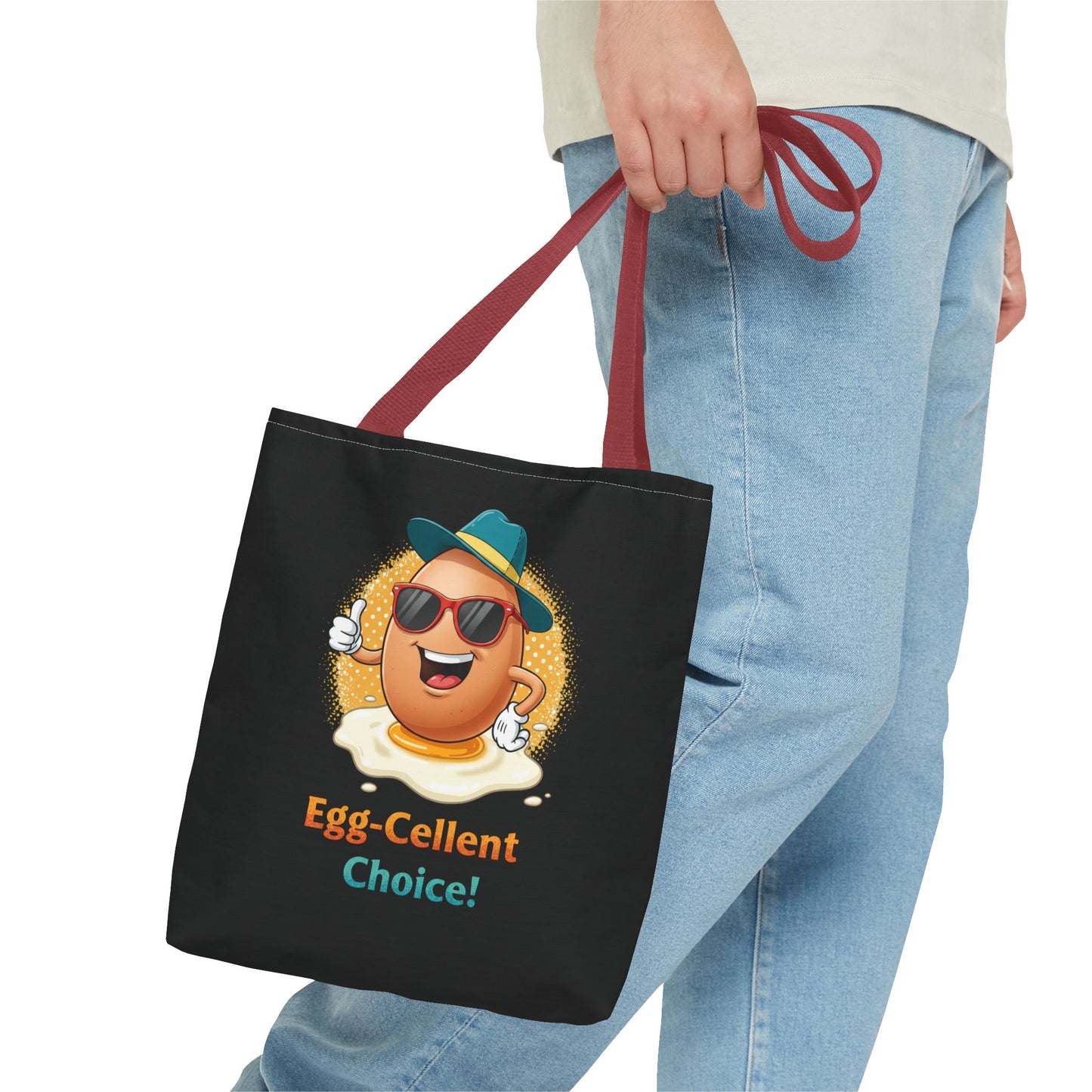 Tote Bag: Egg-Cellent Choice Thumbs Up Pun Design
