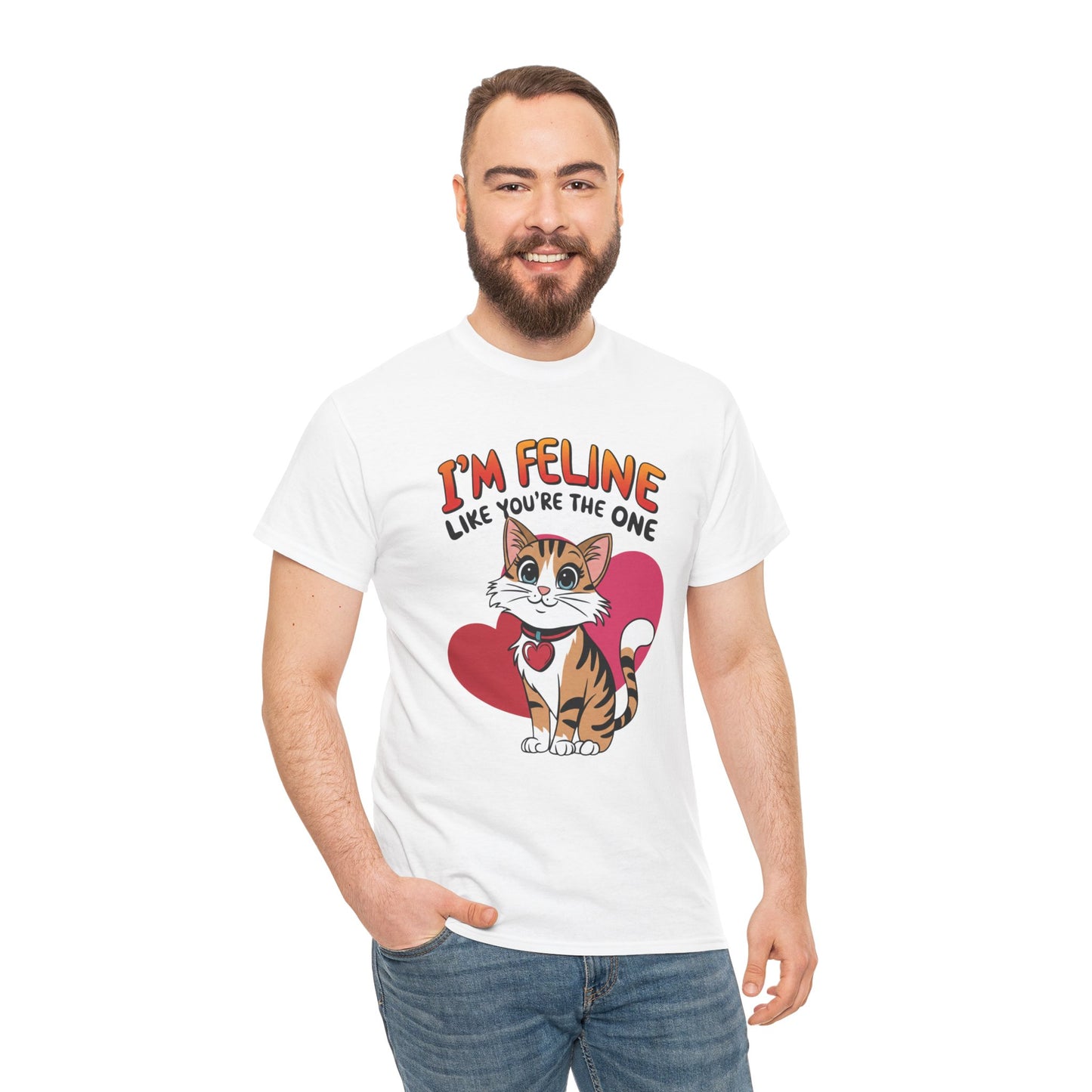 I’m Feline Like You’re The One Shirt, Cute Cat Valentine Tee, Funny Cat Love Graphic TShirt, Romantic Gift For Her Him, Cat Pun Shirt