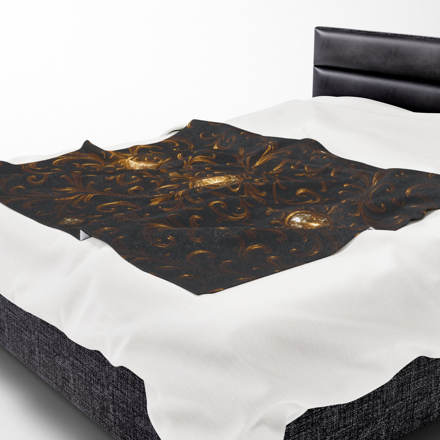 Luxury Black Gold Blanket Baroque Style Throw Gothic Glam Bedding Decor Elegant Soft Plush Blanket Celestial Star Blanket Gift