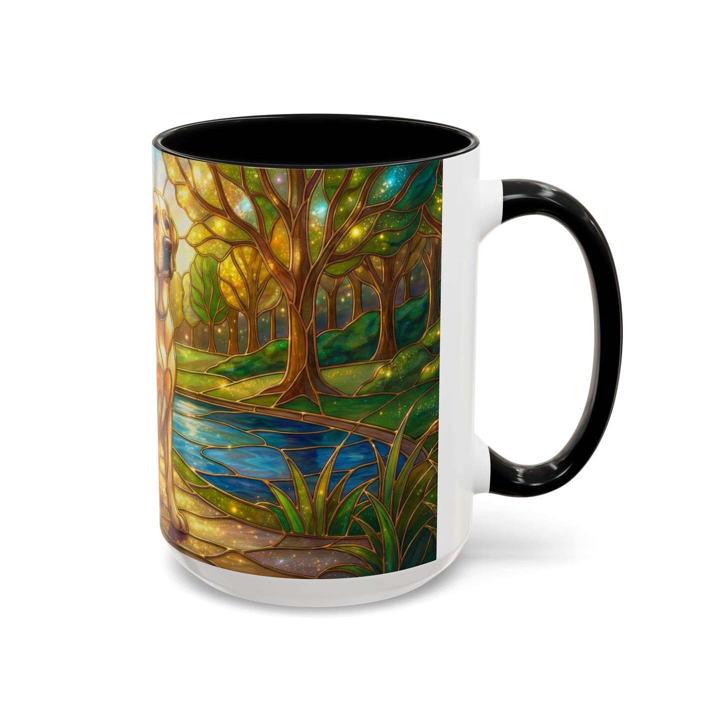 Stained Glass Labrador Mug, Dog Lover Coffee Mug, Labrador Retriever Art Cup, Pet Memorial Gift, Colorful Dog Mug, Nature Art Mug
