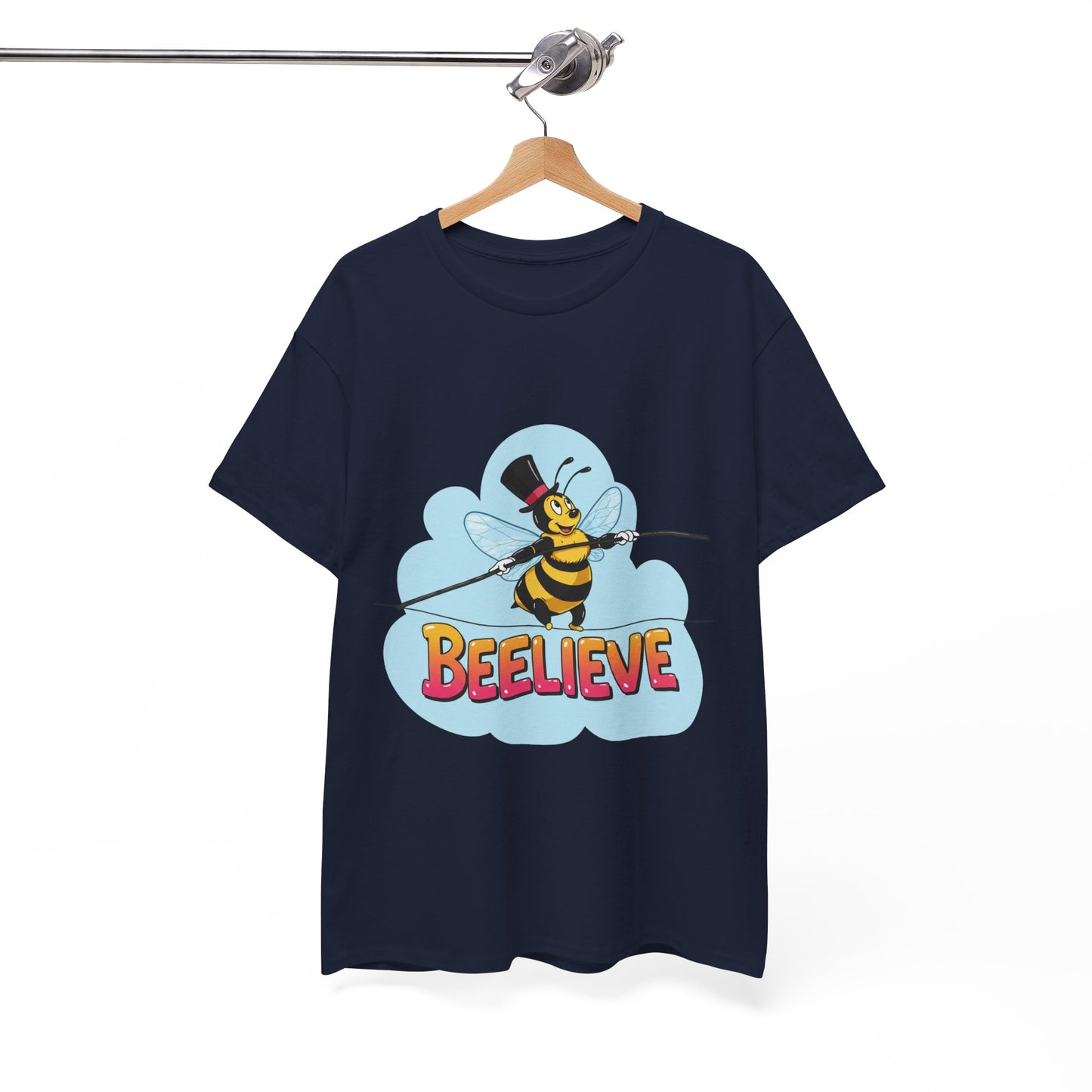 “Beelieve” Bee Pun T‑Shirt | Cute Bee Graphic Tee | Inspirational Pun Shirt | Funny Nature Lover Gift | Bee Belief Positive Vibes Tee