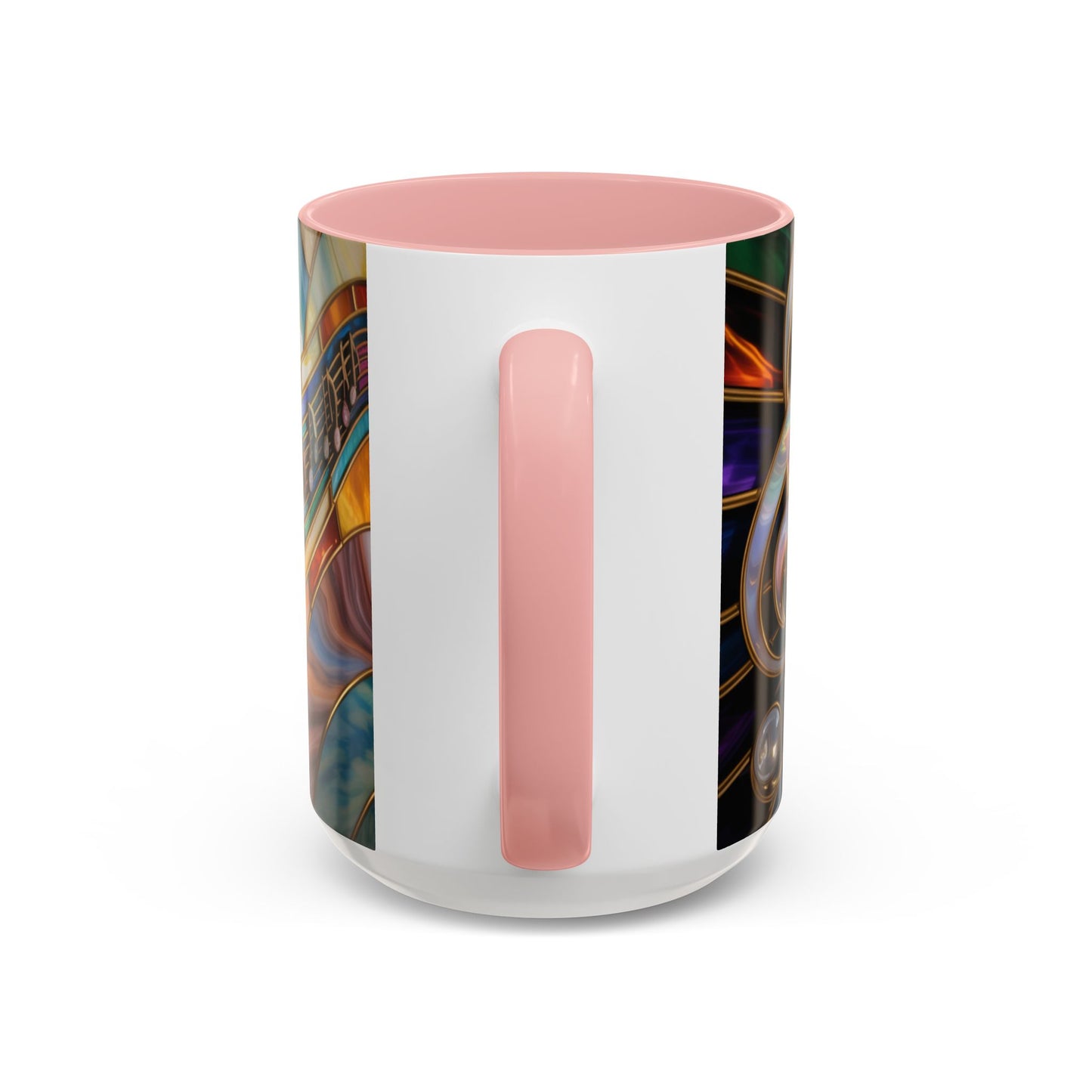 Stained glass music mug, musical notes coffee cup, colorful musician gift mug, music lover present, treble clef art mug, music teacher gift