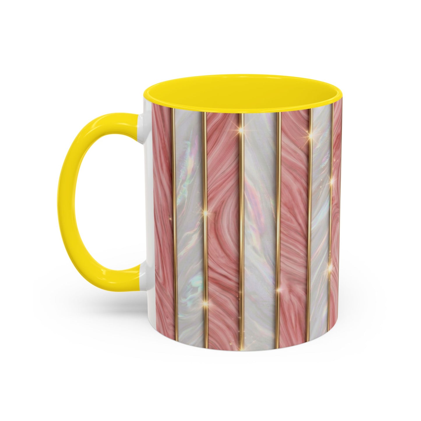Pink Marble Coffee Mug, Gold Stripe Faux Agate Cup, Glam Desk Accessory, Elegant Tea Mug, Luxury Gift for Her, Chic Office Desk Decor