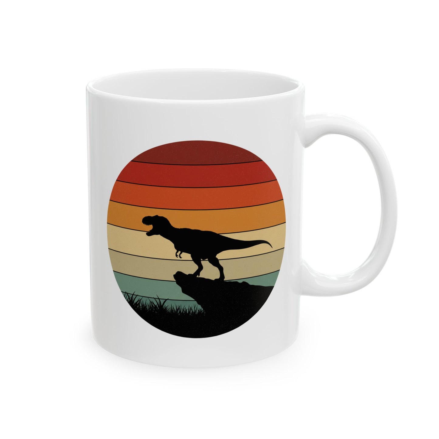 Retro T-Rex Dinosaur Coffee Mug - Funny Tea-Rex Ceramic Cup, Gift for Dino Lovers and Office Humor - 11oz or 15oz