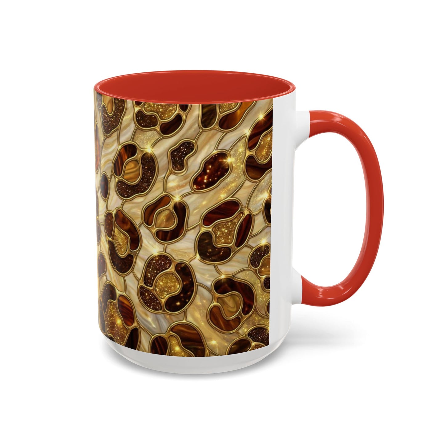 Stained Glass Leopard Print Mug, Gold Cheetah Coffee Cup, Luxury Animal Print Gift, Glam Mosaic Tea Mug, Trendy Desk Decor For Her Gifts