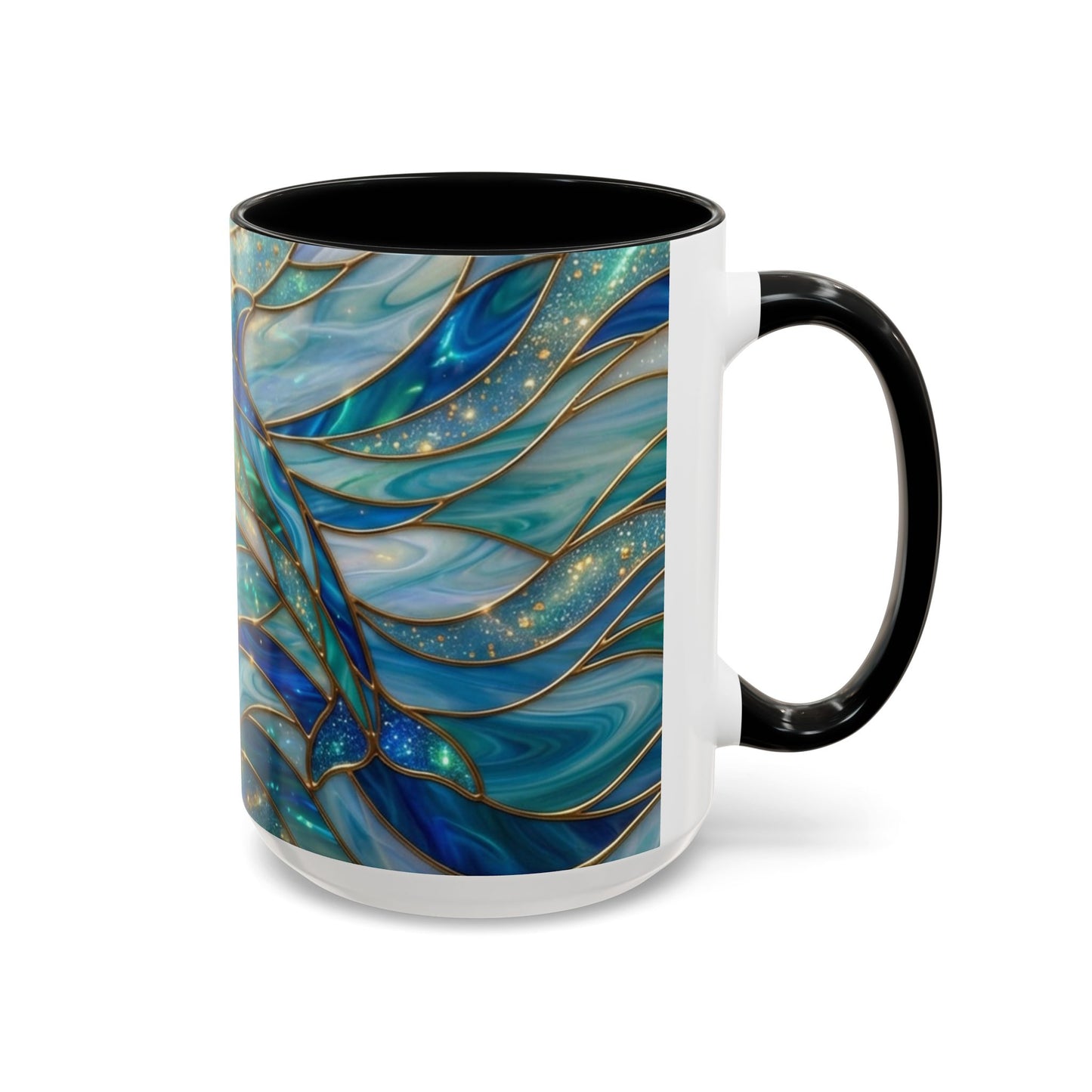 Stained Glass Dolphin Mug, Dolphin Coffee Cup, Ocean Art Mug, Sea Life Gift, Nautical Decor Mug, Coastal Dolphin Lover Gift