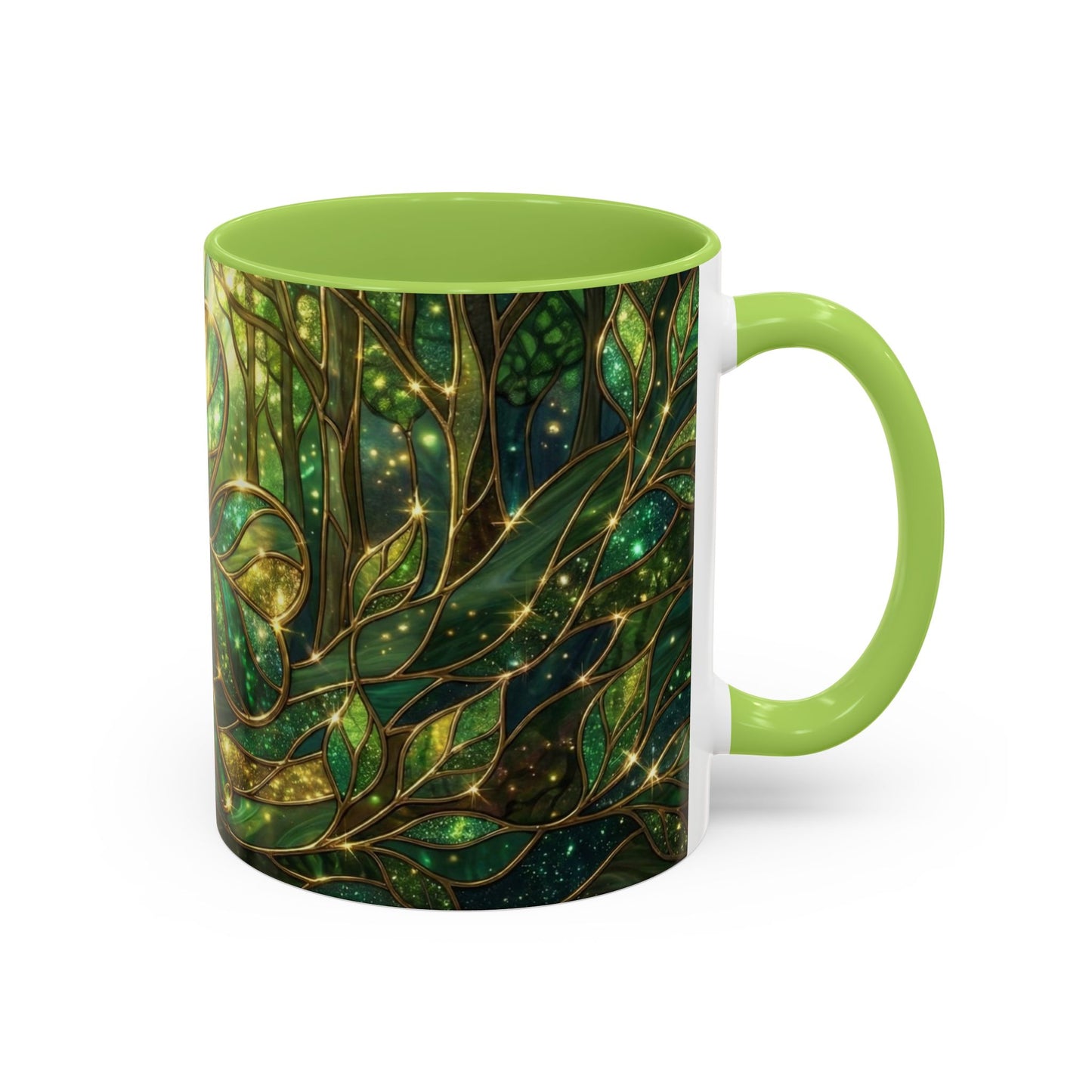 Stained Glass Shamrock Mug, Celtic Irish Coffee Cup, Green Stained Glass Mug, Shamrock Art Mug, St Patrick’s Day Gift
