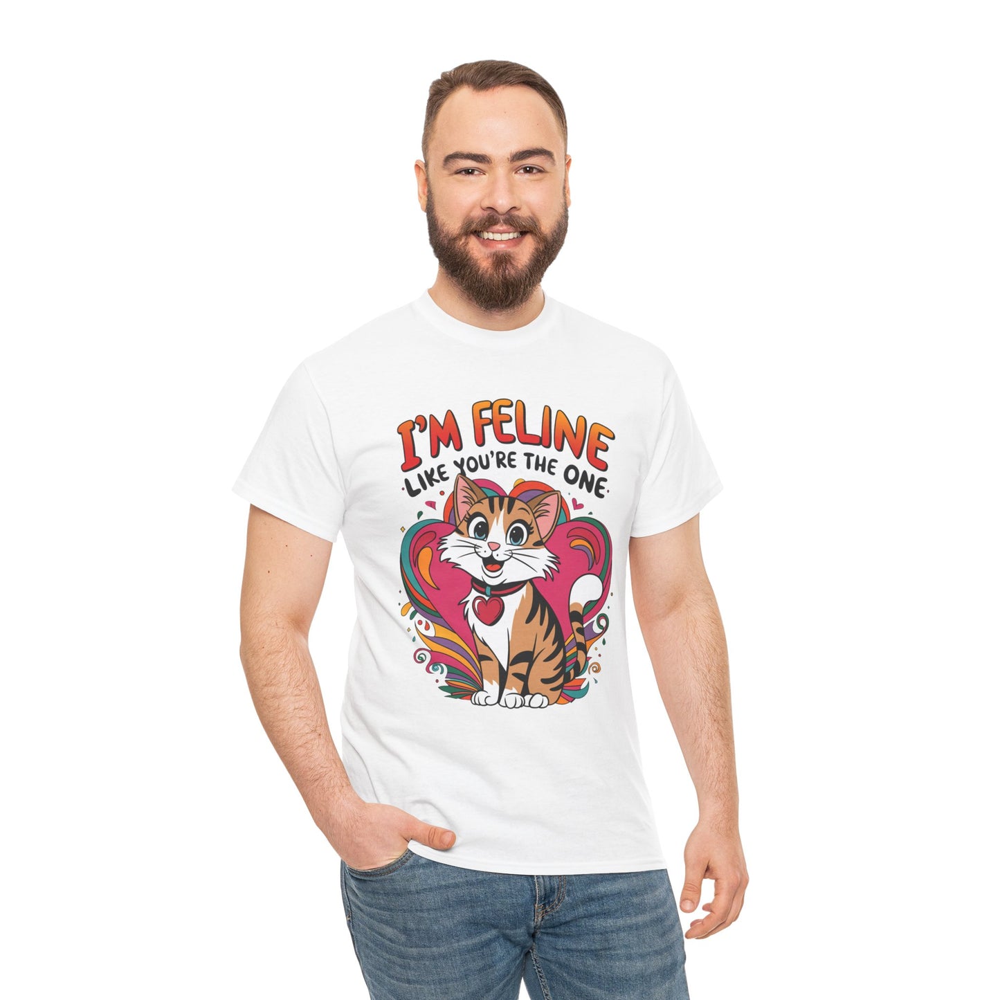 Valentines Cat Tee - Unisex Heavy Cotton