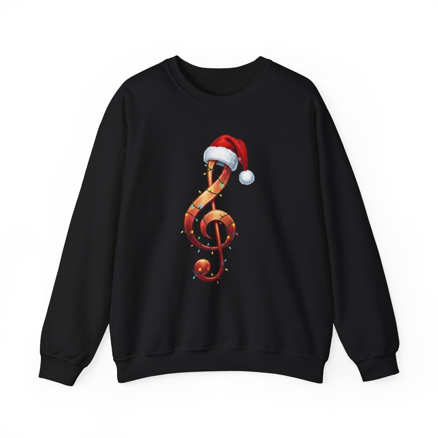 Christmas treble clef sweatshirt, music note Santa hat shirt, Christmas lights music lover sweater, musician holiday crewneck, Xmas gift
