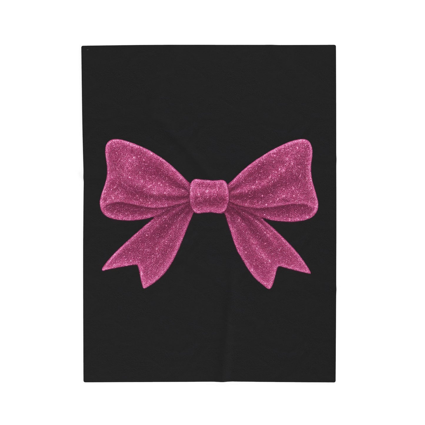Black Throw Blanket with Glitter Pink Bow – Cozy Soft Bed Cover – Girly Glam Room Decor – Teen Girl Gift – Elegant Bedding Accent