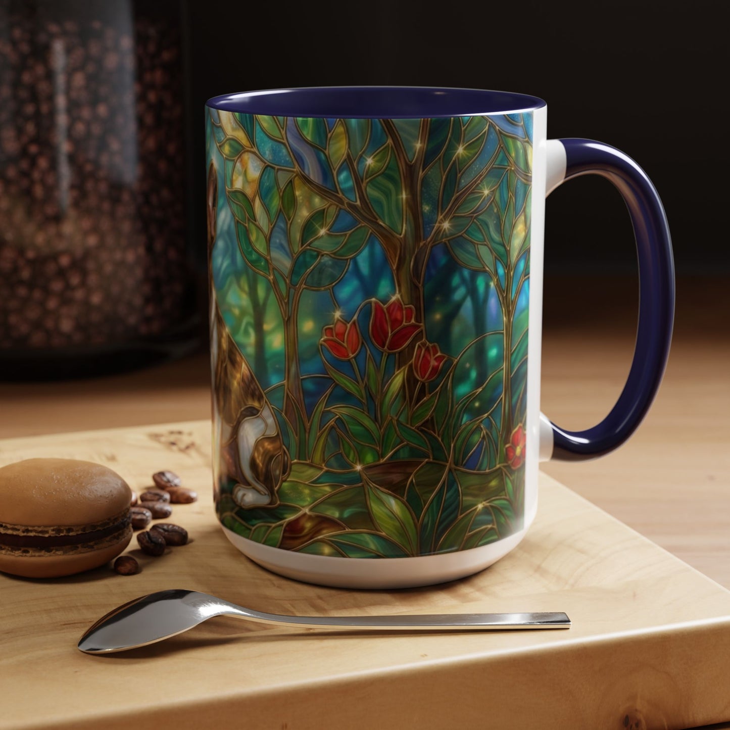Stained Glass French Bulldog Mug, Frenchie Coffee Mug, Colorful French Bulldog Art Cup, Dog Mom Gift, Pet Lover Mug, Unique Frenchie Gift