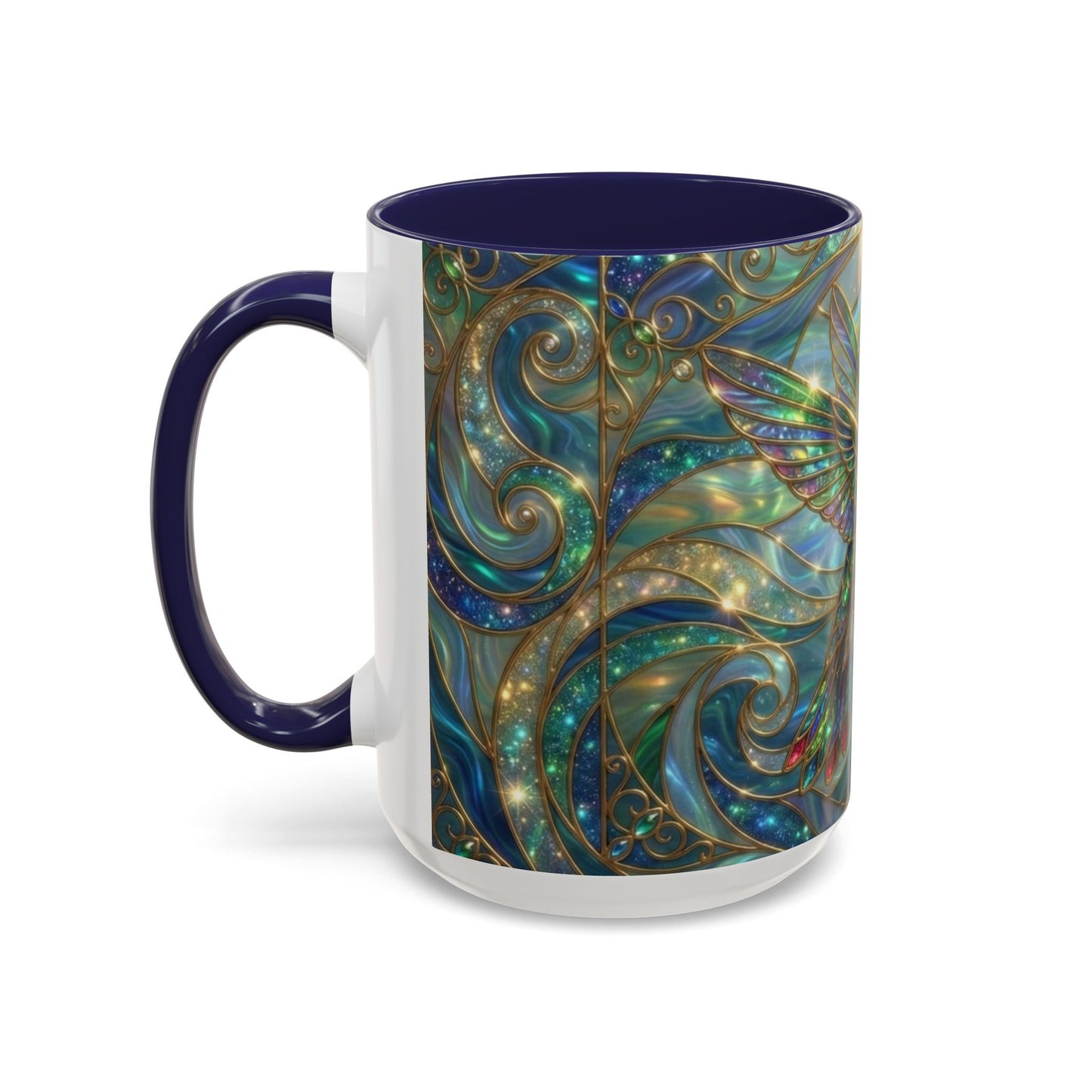 Hummingbird Stained Glass Mug, Colorful Art Coffee Mug, Bird Lover Gift, Nature Inspired Ceramic Mug, Tea Cup