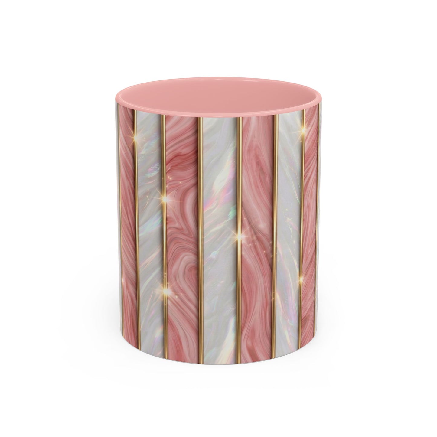 Pink Marble Coffee Mug, Gold Stripe Faux Agate Cup, Glam Desk Accessory, Elegant Tea Mug, Luxury Gift for Her, Chic Office Desk Decor