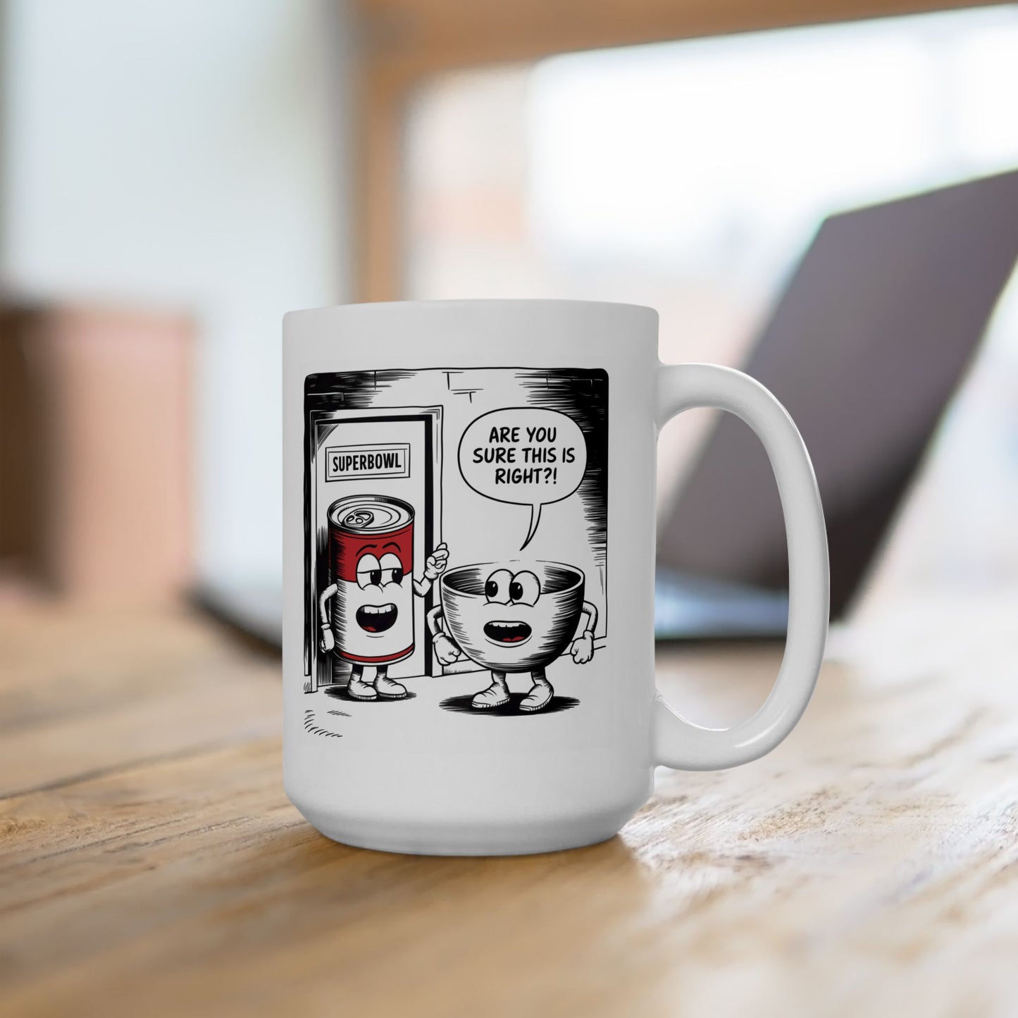 Mug - Comic Bowl and Soup 'Superbowl' Design