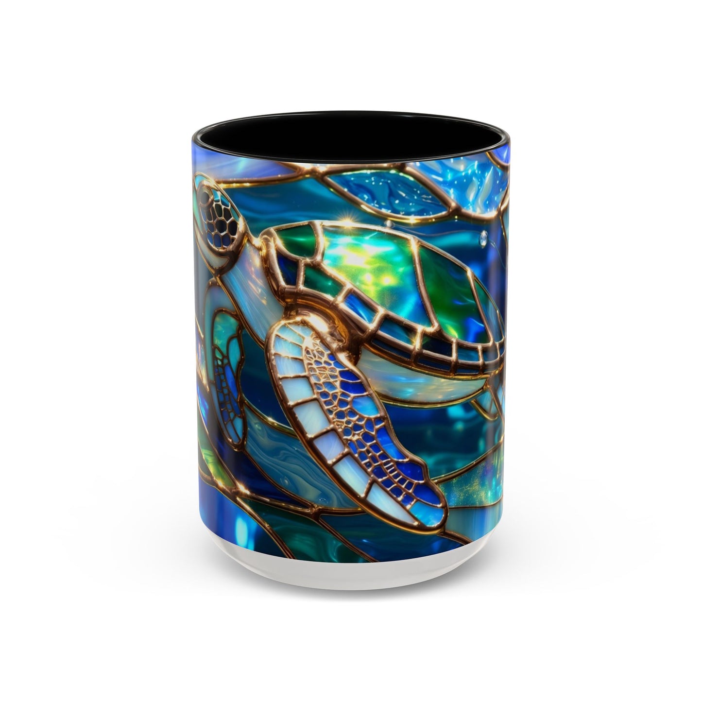 Stained Glass Sea Turtle Mug, Ocean Turtle Coffee Cup, Coastal Beach Mug Gift, Marine Life Art Cup, Sea Lover Gift, Ocean Wildlife Mug