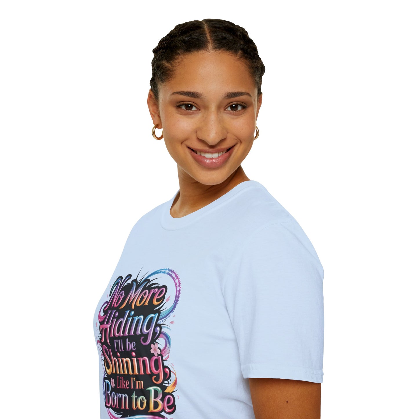 No More Hiding T-Shirt, KPop Anime Inspired Shirt, Motivational Graphic Tee, Shining Born to Be Top, Positive Quote Shirt for Fans and Dreamers