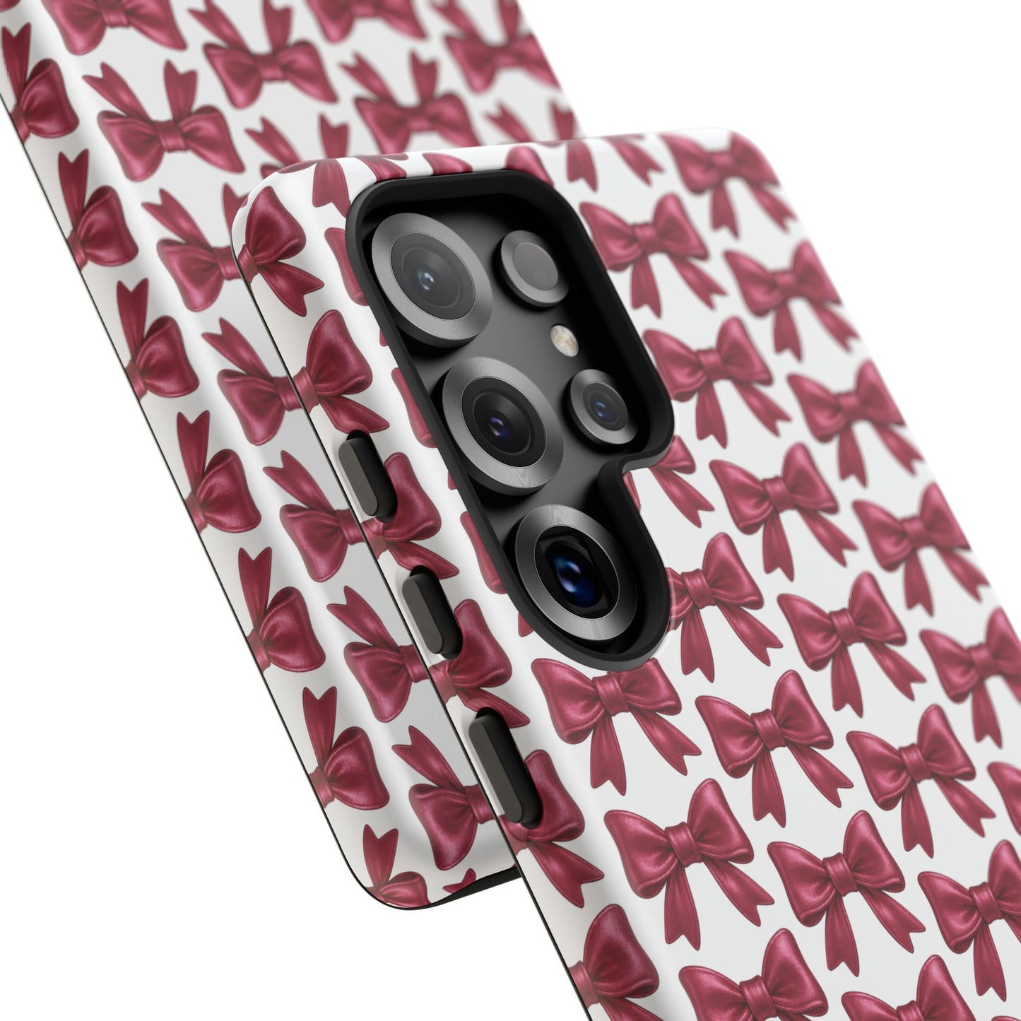 Coquette Samsung Case - Burgundy Bow Pattern Phone Cover, Girly Soft Aesthetic Gift, Cute Galaxy Case for Her