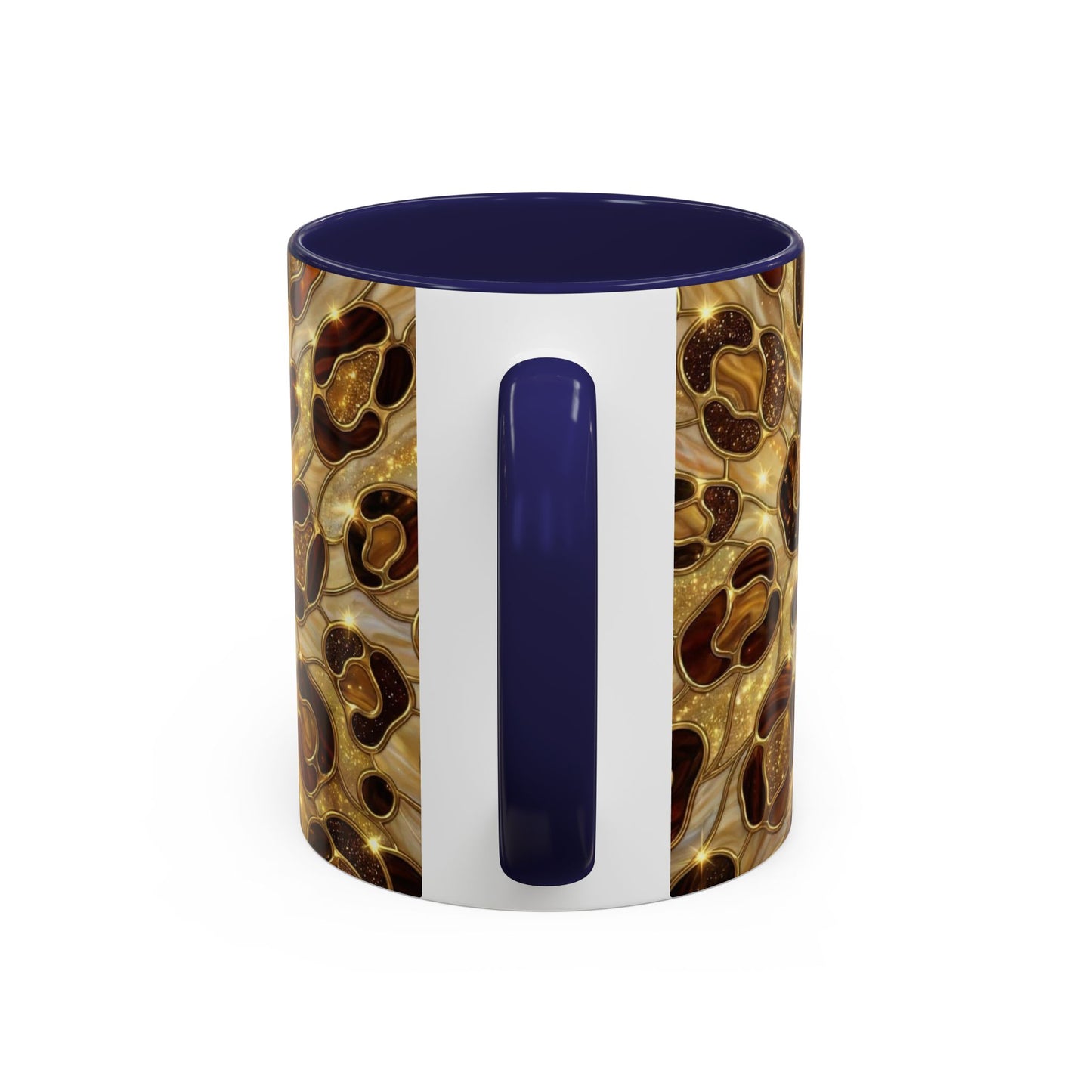 Stained Glass Leopard Print Mug, Gold Cheetah Coffee Cup, Luxury Animal Print Gift, Glam Mosaic Tea Mug, Trendy Desk Decor For Her Gifts