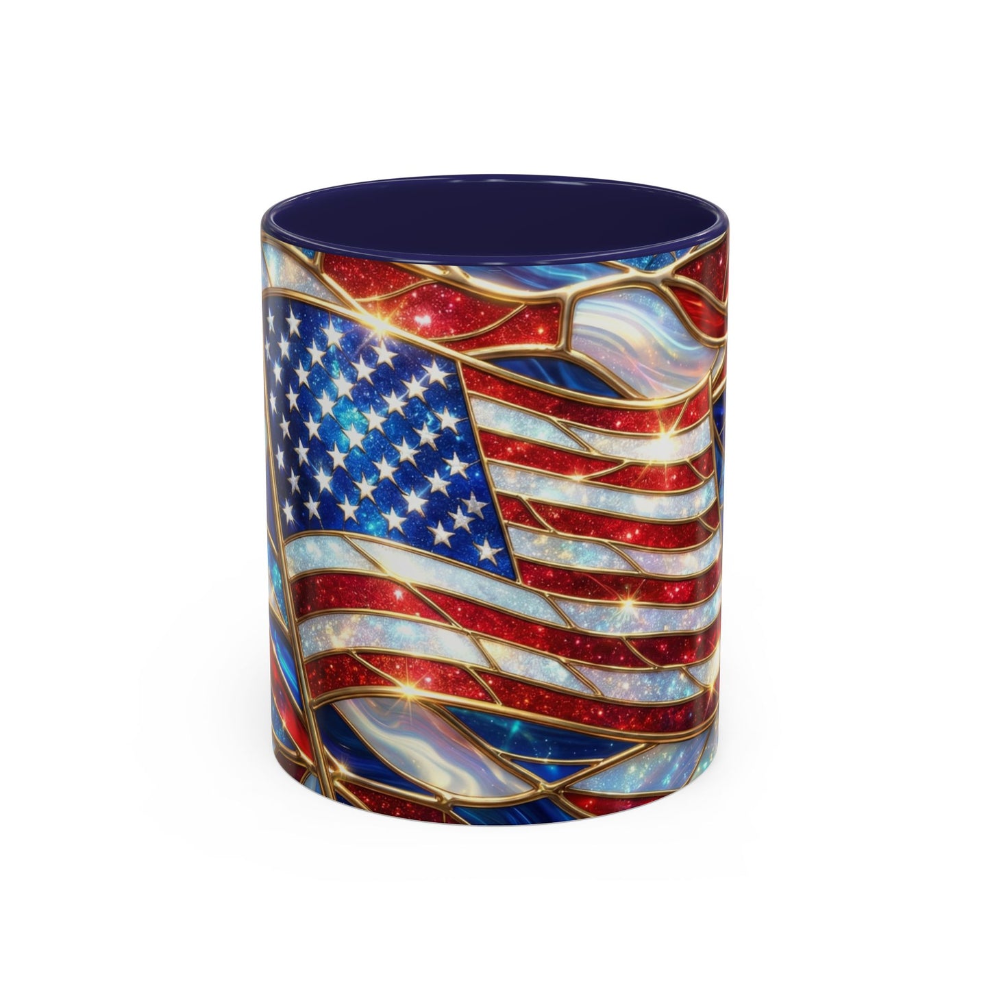 American Flag Mug, Stained Glass Flag Coffee Mug, Patriotic Mug, USA Flag Cup, Fourth Of July Gift, Veterans Gift Mug