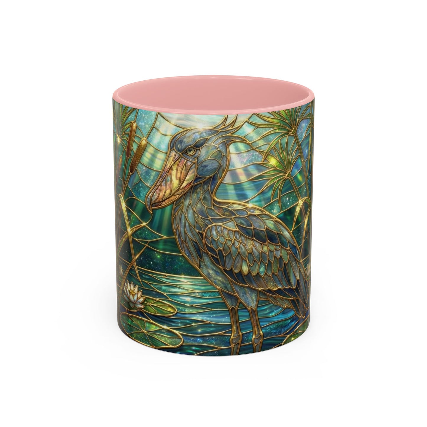 Shoebill Stork Mug, Stained Glass Bird Art, Prehistoric Animal Gift, Swamp Nature Coffee Cup, Galaxy Night, Ornithology Lover Present