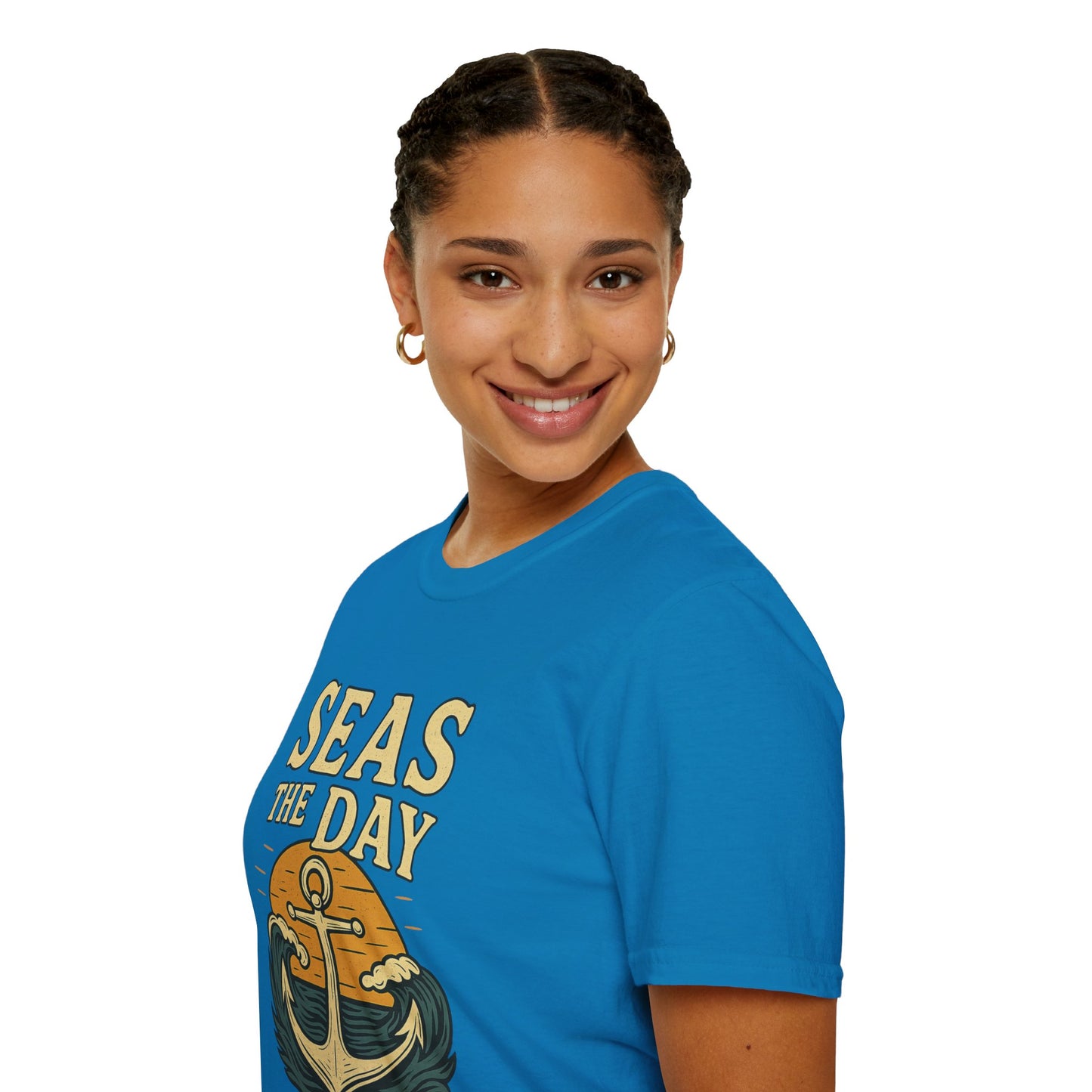 Seas the Day Shirt – Nautical Anchor Ocean Tee | Coastal Beach Graphic T-Shirt | Funny Seaside Pun Gift | Unisex Summer Travel Top