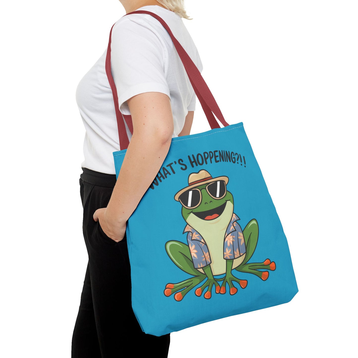 Frog Tote Bag - What's Hoppening Pun Design