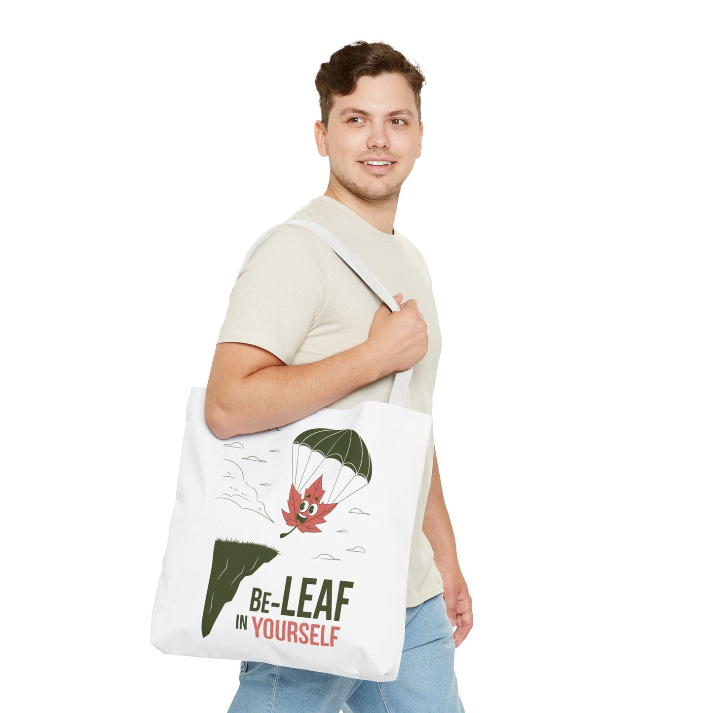 Tote Bag - Be-Leaf In Yourself Pun Design