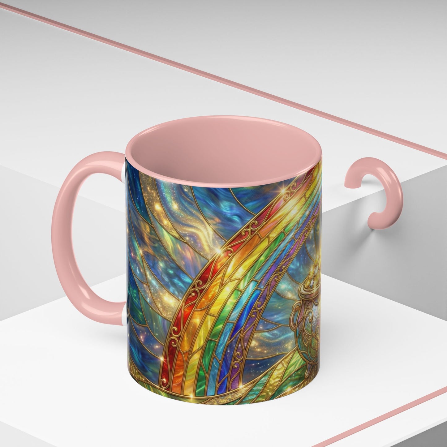 Stained Glass Pot of Gold Mug, Rainbow Coffee Cup, St Patricks Day Gift, Magical Fantasy Tea Mug, Celestial Drinkware, Lucky Irish Gift