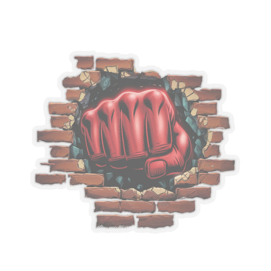 Sticker Red Fist Brick Wall Smash Kiss-Cut Sticker