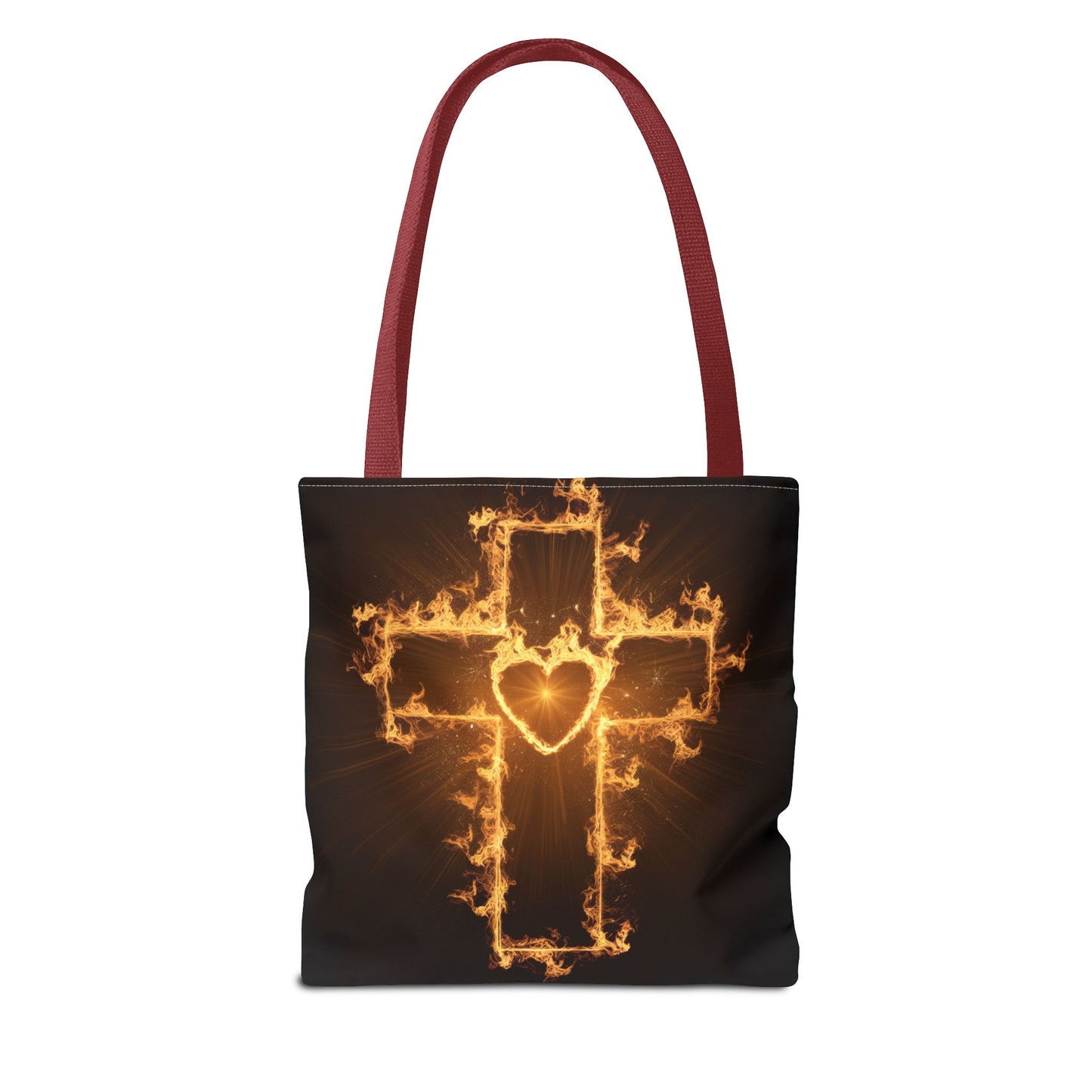 Stylish Flame Cross Tote Bag - Faith-Inspired Fashion