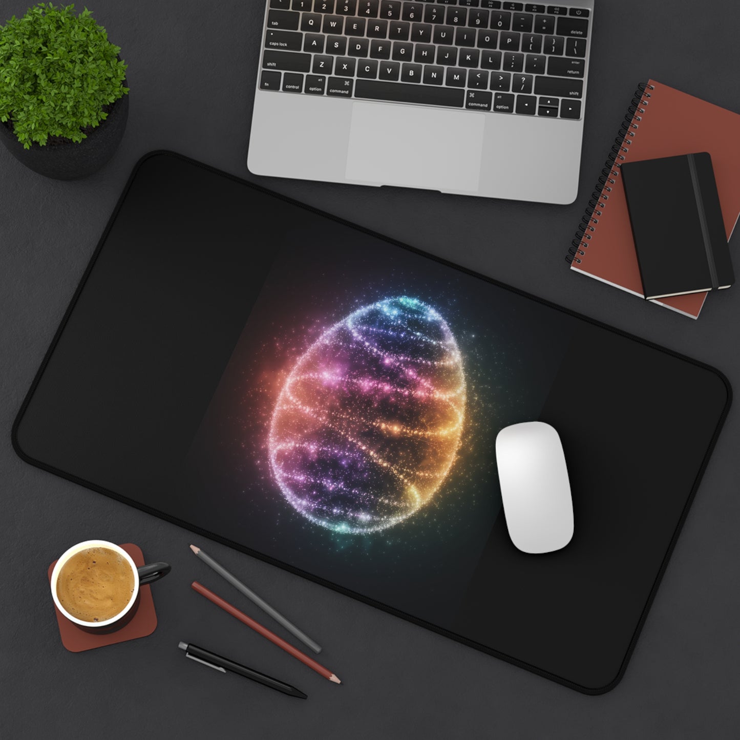 Desk Mat - Bioluminescent Easter Egg Easter Mouse Pad Easter Decor Easter Egg Office Decor
