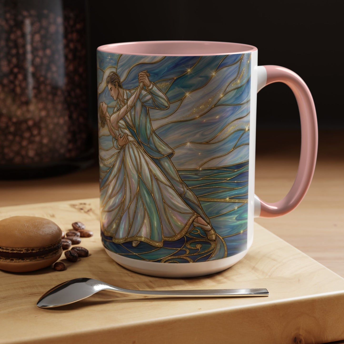 Stained Glass Mug, Dancing Couple Coffee Cup, Romantic Anniversary Gift, Ballroom Dancer Tea Cup, Wedding Present For Couple, Art Mug
