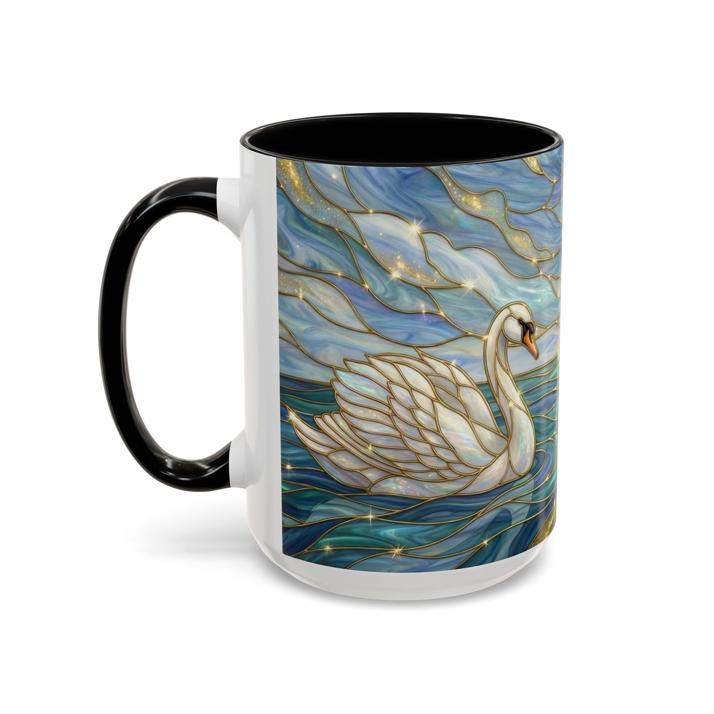 Swan And Horse Coffee Mug, Stained Glass Fantasy Art Mug, Elegant Animal Coffee Cup, Mythical Nature Gift, 11oz 15oz Ceramic Mug