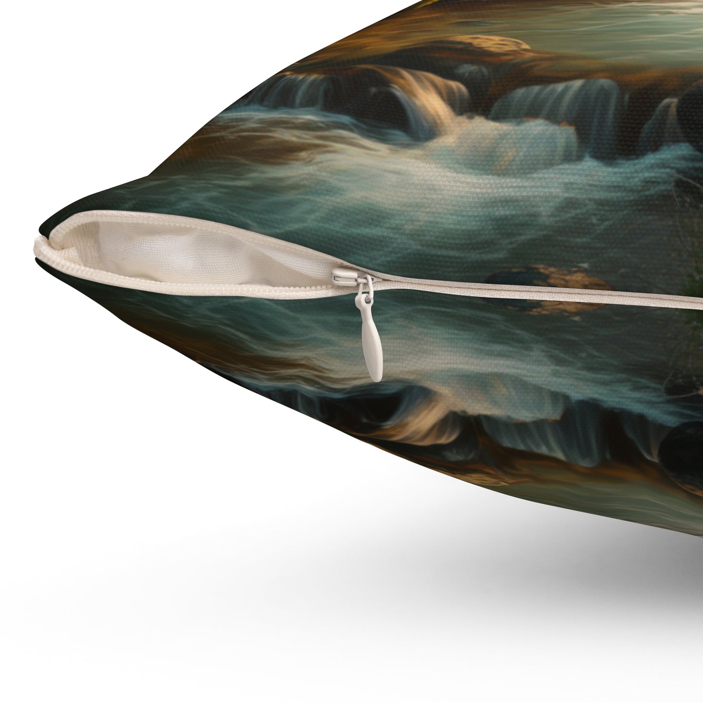 Serene Forest Stream Design Nature Decor Forest Stream Throw Pillow