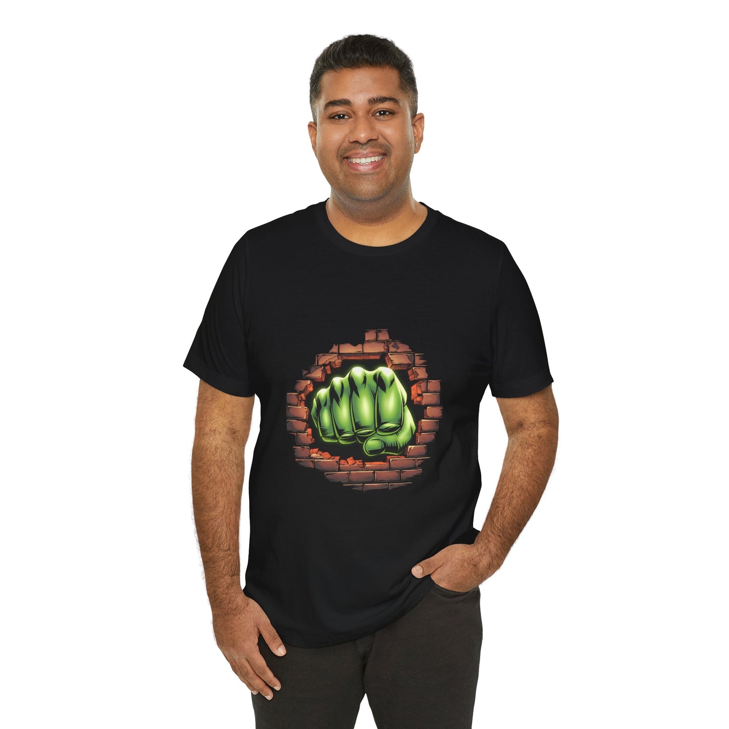 Green Hero Fist Graphic Tee – Superhero Shirt, Comic Pop Art, Gamer Gift, Y2K Dopamine Aesthetic, Funny Nerd Fashion, Unisex T‑shirt
