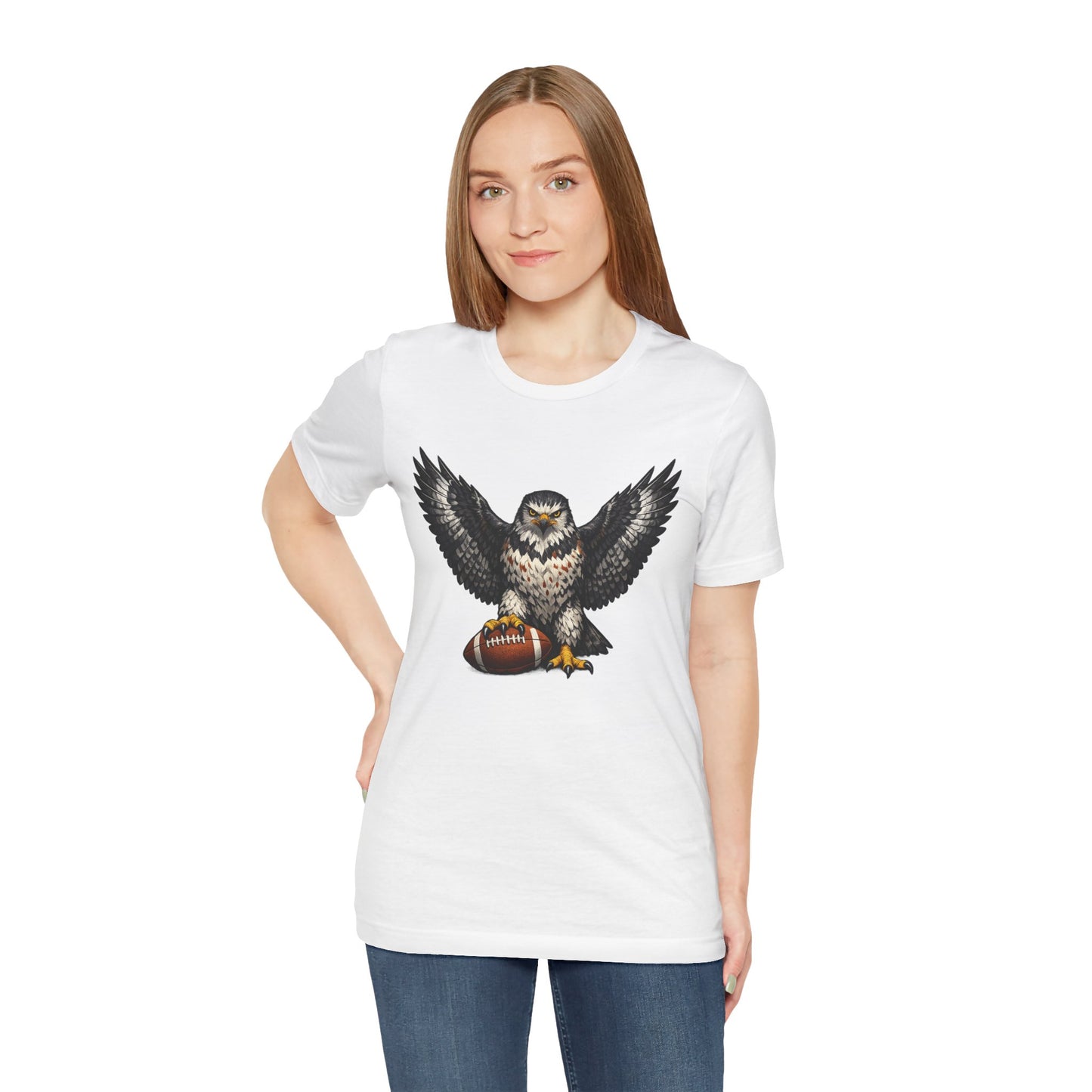 Hawk Football Shirt, Hawk Holding Football T Shirt, Hawk Mascot Tee, Football Bird Of Prey Shirt, Game Day Sports Tee, Hawk Fan Gift